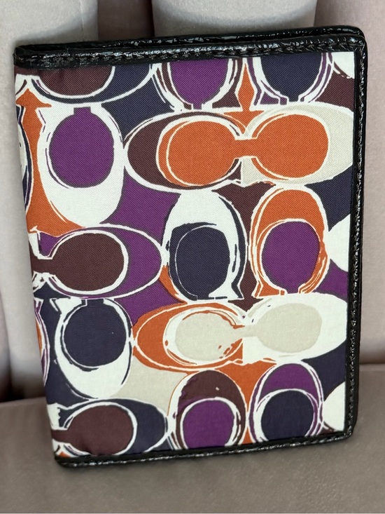 Coach Handbags - COACH Sateen Signature Purple & Orange Flap Wallet Organizer 💜🤎🧡